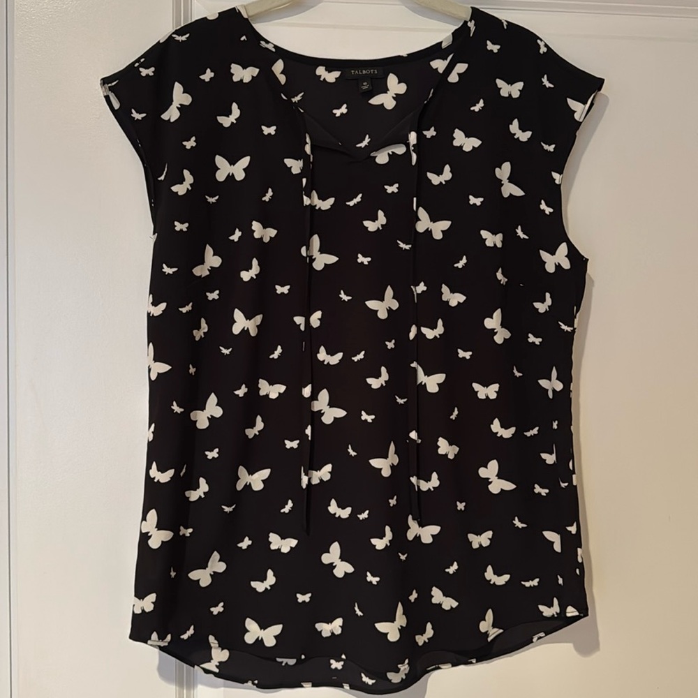 Talbots Sleeveless Butterfly Print Blouse